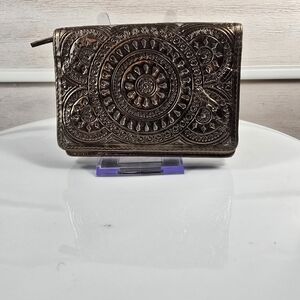 Elegant Embossed Bronze Clutch